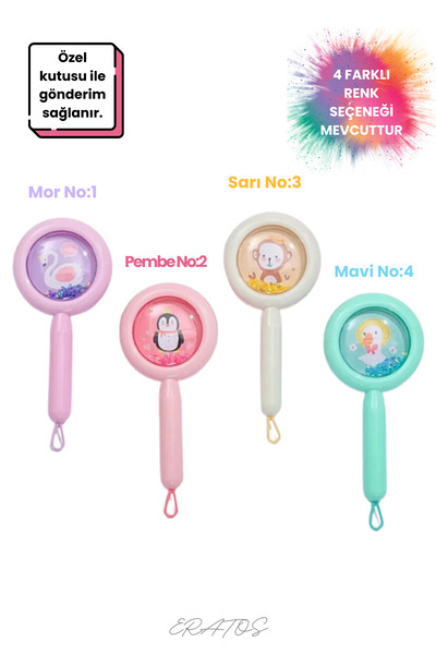 ERATOS Hayvan Desenli ve Simli Yuvarlak Şekilli Tarak- Ergonomik Tasarım