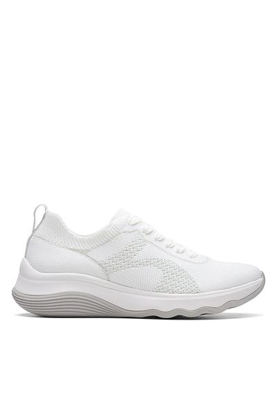 CLARKS White Knit Shoes For Women