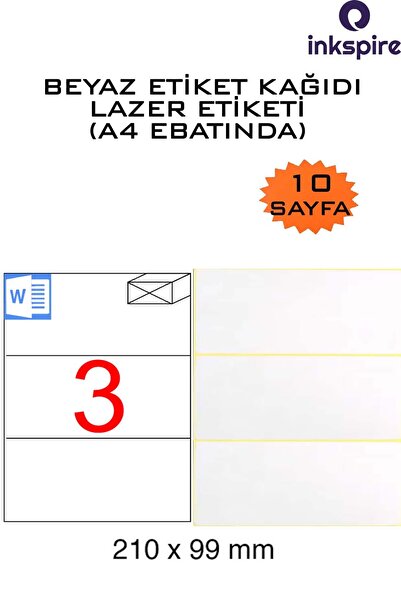 inkspire A4 laserska etiketa školska etiketa 10 listova 30 komada etiketa za ...