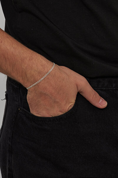 Ventino Silver 2mm Rambo 925 Ayar Gümüş Erkek Zincir Bileklik Veb-5300220