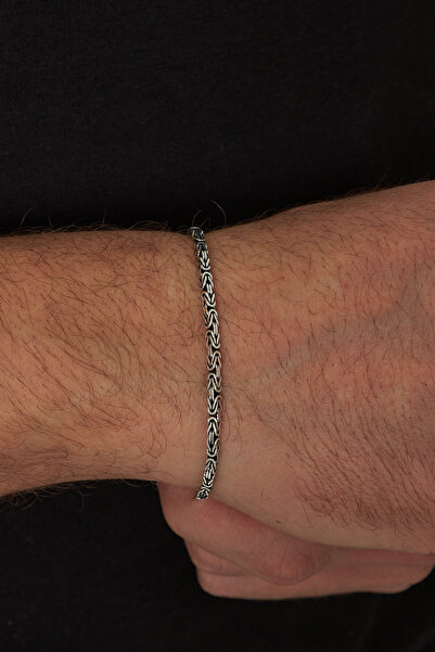 Ventino Silver 2.5mm Kral Kare 925 Ayar Gümüş Erkek Zincir Bileklik Veb-5001