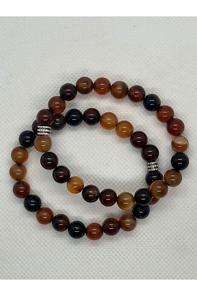 grs oyuncak Natural Black-Red Agate Stone Bracelet 1 Piece