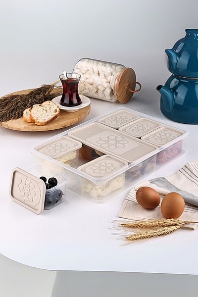 Heredot Mithra Life 8-Piece Breakfast Set with Cream Lid, Storage Container Mit1164