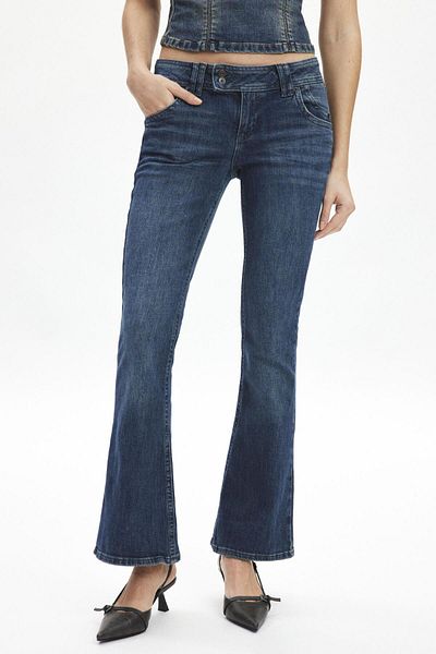 september island Classic Denim Blue Color Low Waist Flare Jeans