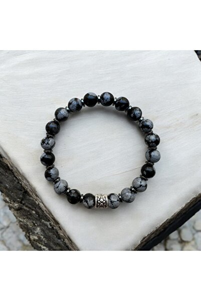 Sunshe Atelier Karlı Obsidyen Doğaltaş Bileklik(Nazar-Özgüven-Dengeleyici)