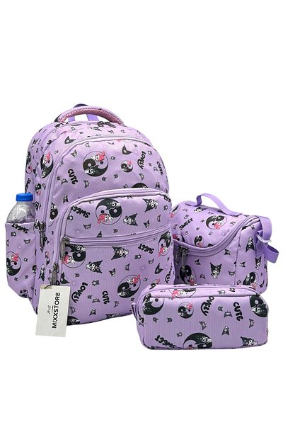ms mixxstore Rucsac pentru școală primară pentru fete cu model infinit, cu nutriție din folie și suport pentru stilou