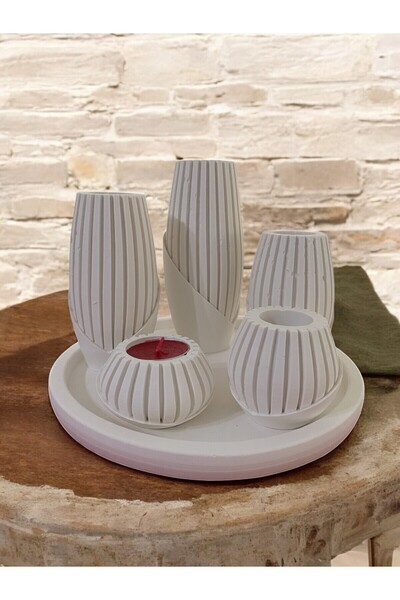 ELBUCOLECTION Dekoratif 6'lı vazo ve mumluk set
