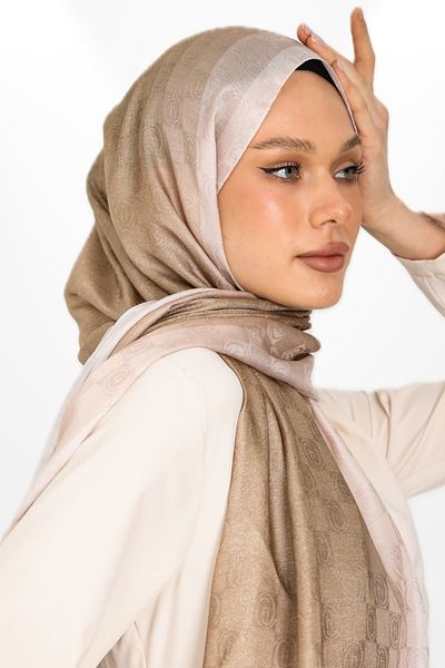 hijabchi Trend Monogram Shawl - Special Series - New Collection - New Collection - Special Series - Sand Beige