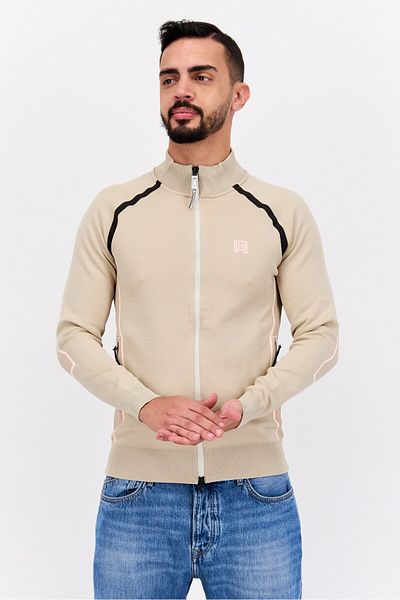 freesoul Men Brand Logo Full Zip Sweatshirt, Beige