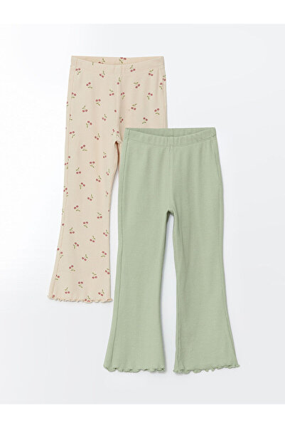 LC Waikiki Beli Lastikli Çiçekli Kız Çocuk Tayt 2'li