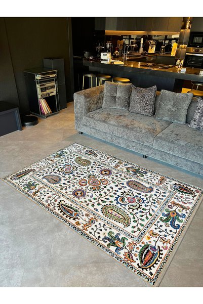 Rugs Modern Halı Συλλογή Emre: Υφαντό χαλί με έγχρωμα λουλούδια, με έθνικ μοτ...