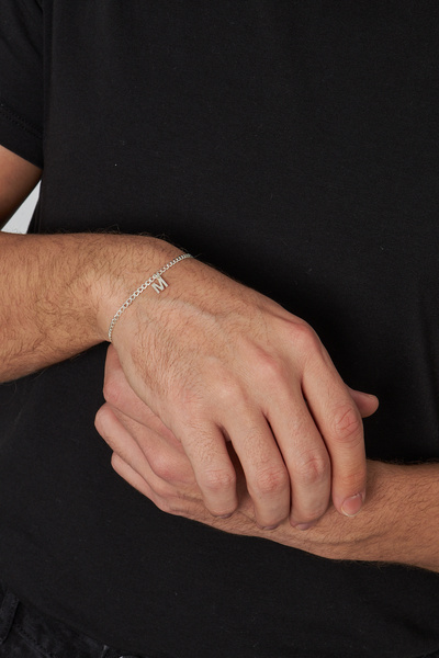 Ventino Silver Özel Harfli 3mm Gurmet 925 Ayar Gümüş Bileklik – Kişiselleştirilebilir ve Şık Tasarım Veh-1001