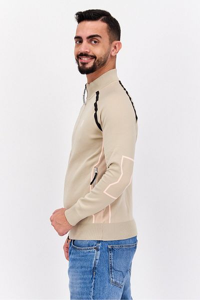 freesoul Men Brand Logo Full Zip Sweatshirt, Beige