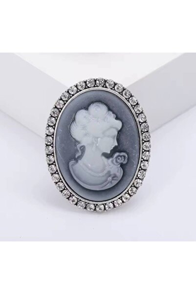 ESJ Vitange Gotik Cameo Göz Yaşı Elizabeth Kadın Broş Ebat: 4,7*3,8 Cm