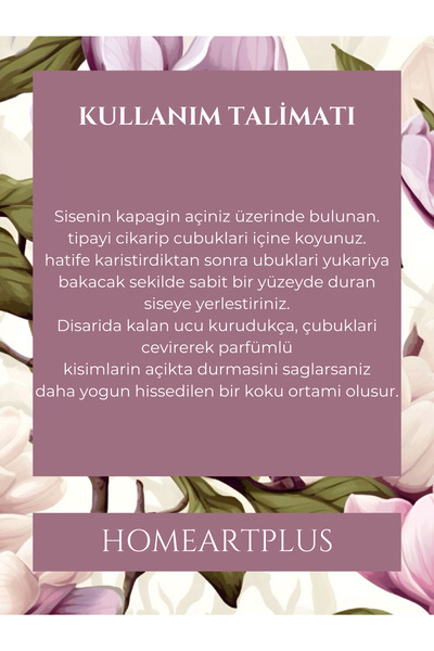 homeartplus Manolya çiçeği Oda kokusu bambu esansiyel uçucu yağ 50 ml