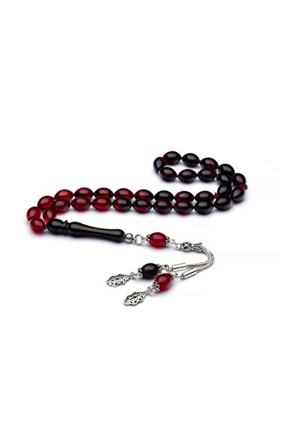 Ventino Silver 925 Ayar Gümüş Püsküllü Arpa Kesim Kırmızı-siyah Süzme Sıkma K...