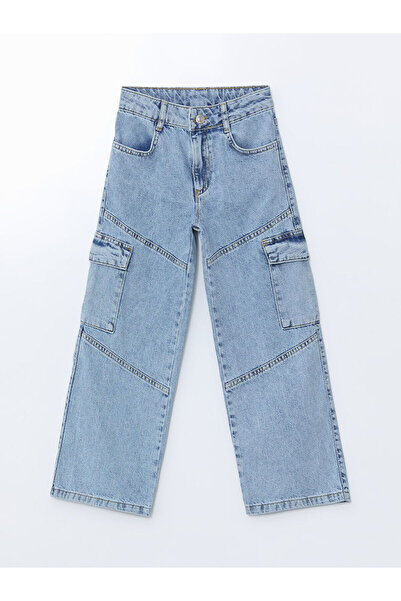 LC Waikiki LCW dečije kargo jeans pantalone za devojčice sa podesivim elastič...