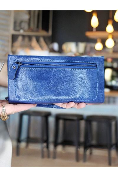 KY Navy Blue Unisex Women'S-Men's Wallet - Card Holder Large Size