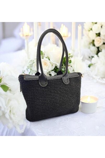 sistem Geantă de umăr zilnic tricotata manual-negru