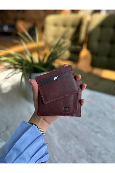 Deriza Paris 1204 Burgundy Leather Wallet, Card Holder and Keychain Set