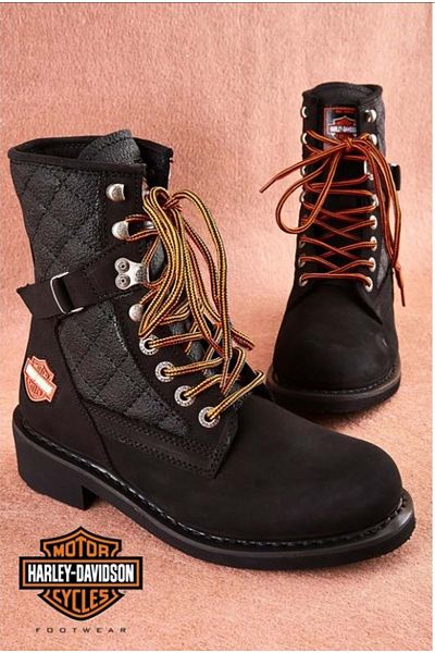 Harley Davidson 025g 100078   - Women's Black Leather Boots, New Worker Model