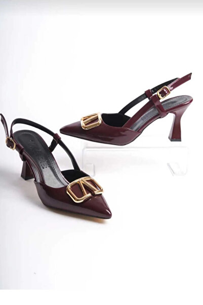 Zenvea Бордо червена лачена кожена катарама с подробна стилето