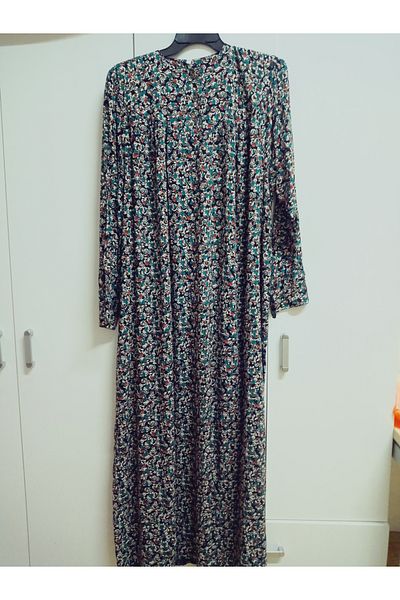 hoaryage Robadan Rochie de mamă cu mânecă lungă, 100% viscoză, cu flori de presiune, rochie de rugăciune