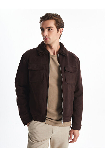 LC Waikiki معطف رجالي من الجلد السويدي بياقة قميص من فيجن نيو سيزون ستاندرد كول