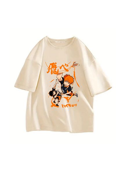 Touz Moda Μπλουζάκι Anime Karasuno Haikyuu με στάμπα Unisex Oversize