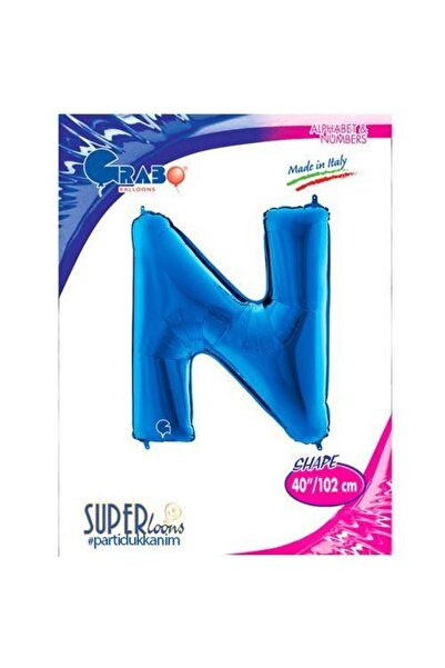 Parti Dükkanım N - بالون فويل على شكل حرف أزرق (100 سم)