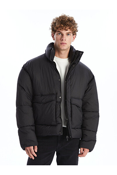 LC Waikiki Black Standard Fit Stand Collar Men's Puffer Jacket