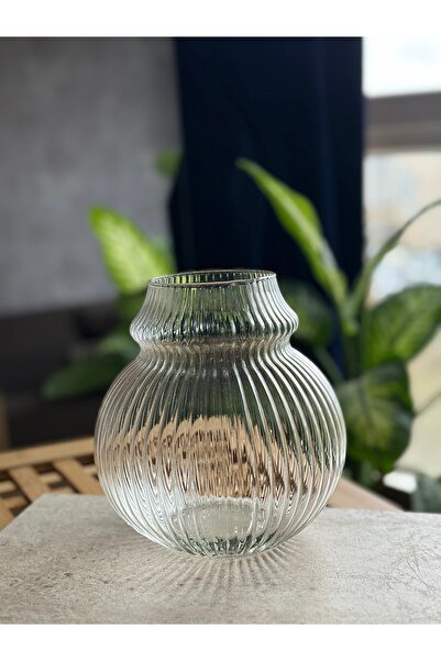 Kalya Concept Dekoratif Katlı Cam Vazo Origami Padrag 20x18 cm - Şeffaf ve Lü...