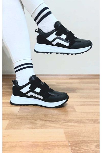 Ayakkabı Ülkesi Pantofi negri flexibili și confortabili - pantofi sport anti-alunecare, cu velcro, respirabili, ortopedici