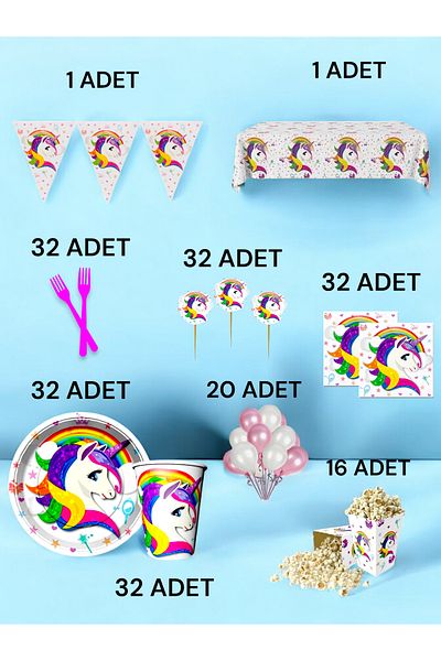 VibeHome 32-Person Unicorn Themed XL Package - Birthday Party and Fun Events