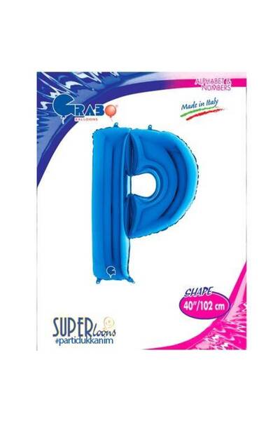 Parti Dükkanım P - بالون فويل على شكل حرف أزرق (100 سم)