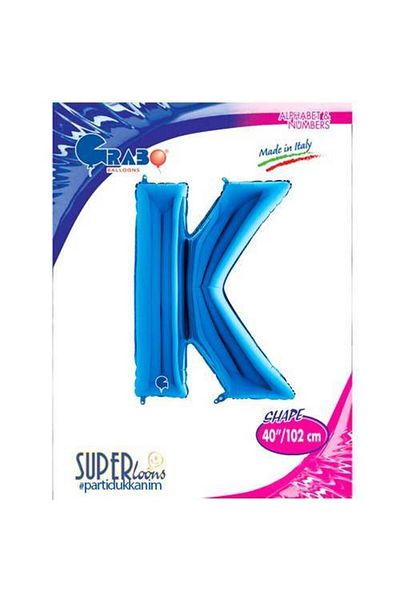 Parti Dükkanım K - Letter Foil Balloon Blue (100 cm)