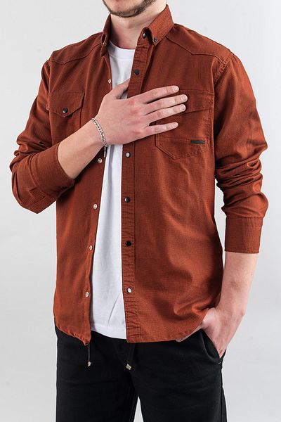bombe Ανδρικό πουκάμισο Tile Slim Fit Slim Fit Ανδρικό τζιν πουκάμισο