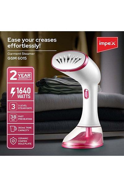 İMPEX Handheld Garment Steamer Gsm 6015 - 360 ml 1640 W Pink/white