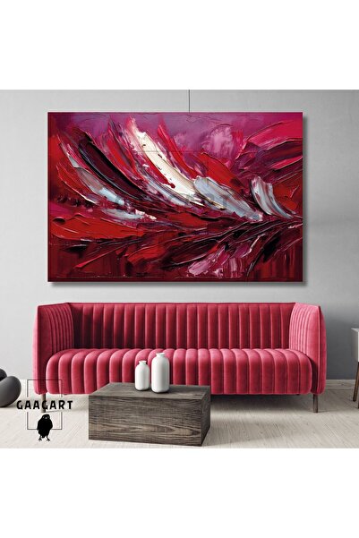Single Horizontal Canvas Wall Chart Dark Burgundy Brush Strokes