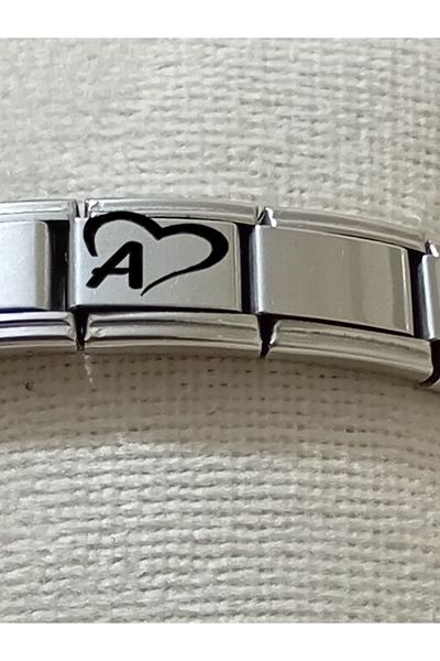 Vamoria Letter a with Heart Italian Charm Steel Bracelet