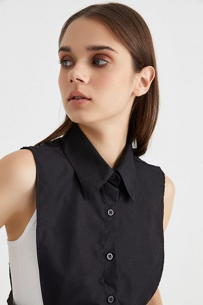 mirach Set of 2 Shirt Collar Half Shirt Sleeveless White and Black Cotton Stylish Design
