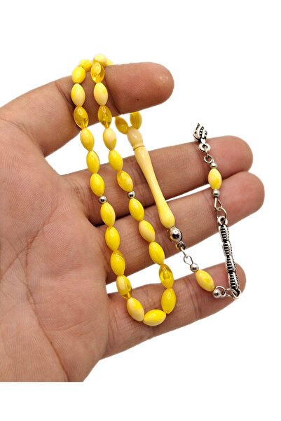 Han Ticarethane صغيرة ماتي اللون الأصفر قطع الشعير مسحوق العنبر مسبحة