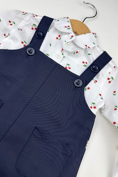 Globaby Cherry Patterned Shirted Gardener Baby Dress