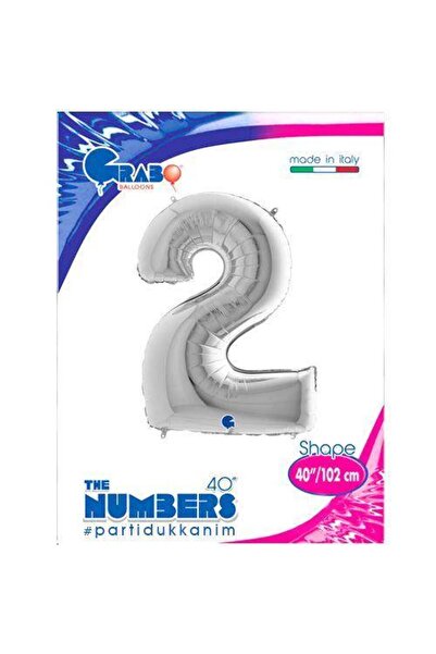 Parti Dükkanım بالون فويل فضي عدد 2 (100 سم)