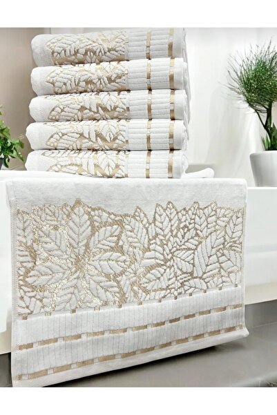 Nesrin Крем Gold 4-х частинний жакардовий вельветовий рушник - 50×90