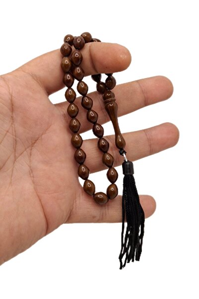 Han Ticarethane مسبحة صلاة من العنبر البني المزين بشراشيب