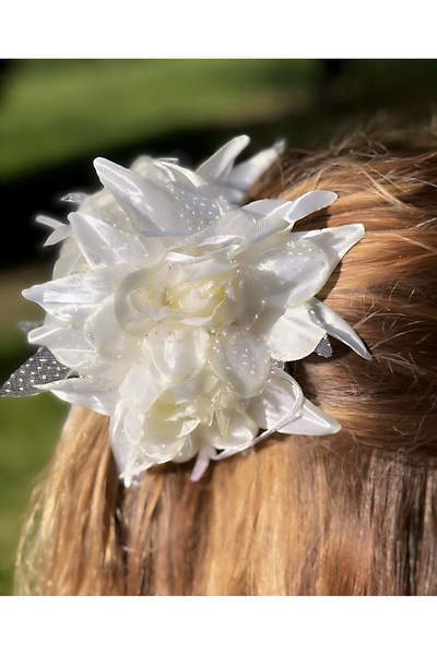 QUEEN AKSESUAR اتجاه الموضة الفاخرة - أوتاد من الساتان، نمط زهرة الورد، مشبك ...