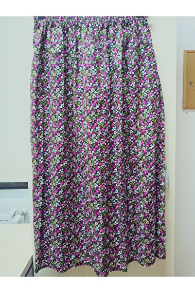 hoaryage 95cm Maxi Length Crispy Floral Print Flannel Skirt - Elastic Waist