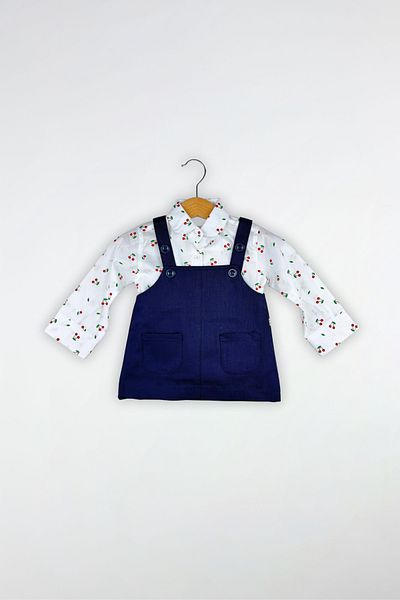 Globaby Cherry Patterned Shirted Gardener Baby Dress