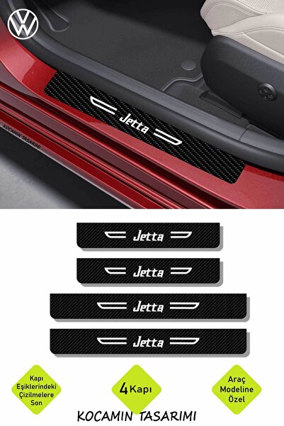 Kocamın Tasarımı Volkswagen Jetta Yazılı Kapı Koruma Eşiği Siyah Karbon Üzeri...